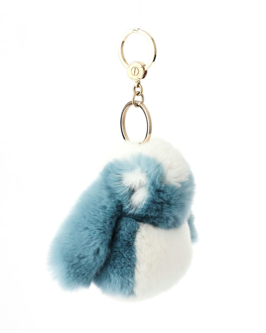 Loro Piana Bunny Motive Blue Fur Key Chain Bag Charm