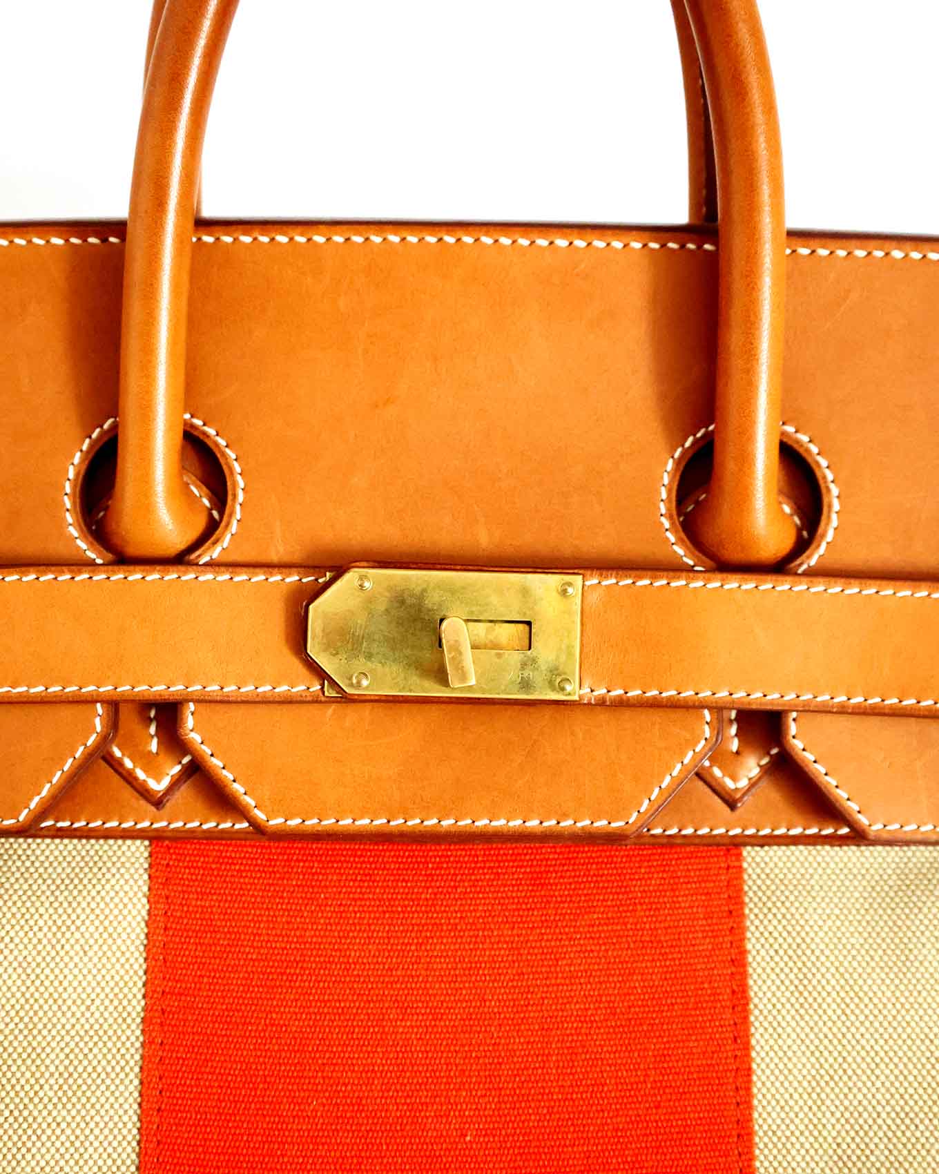 Hermès HAC Haut à Courroies 50 Naturel Barenia and Canvas Flag 2014