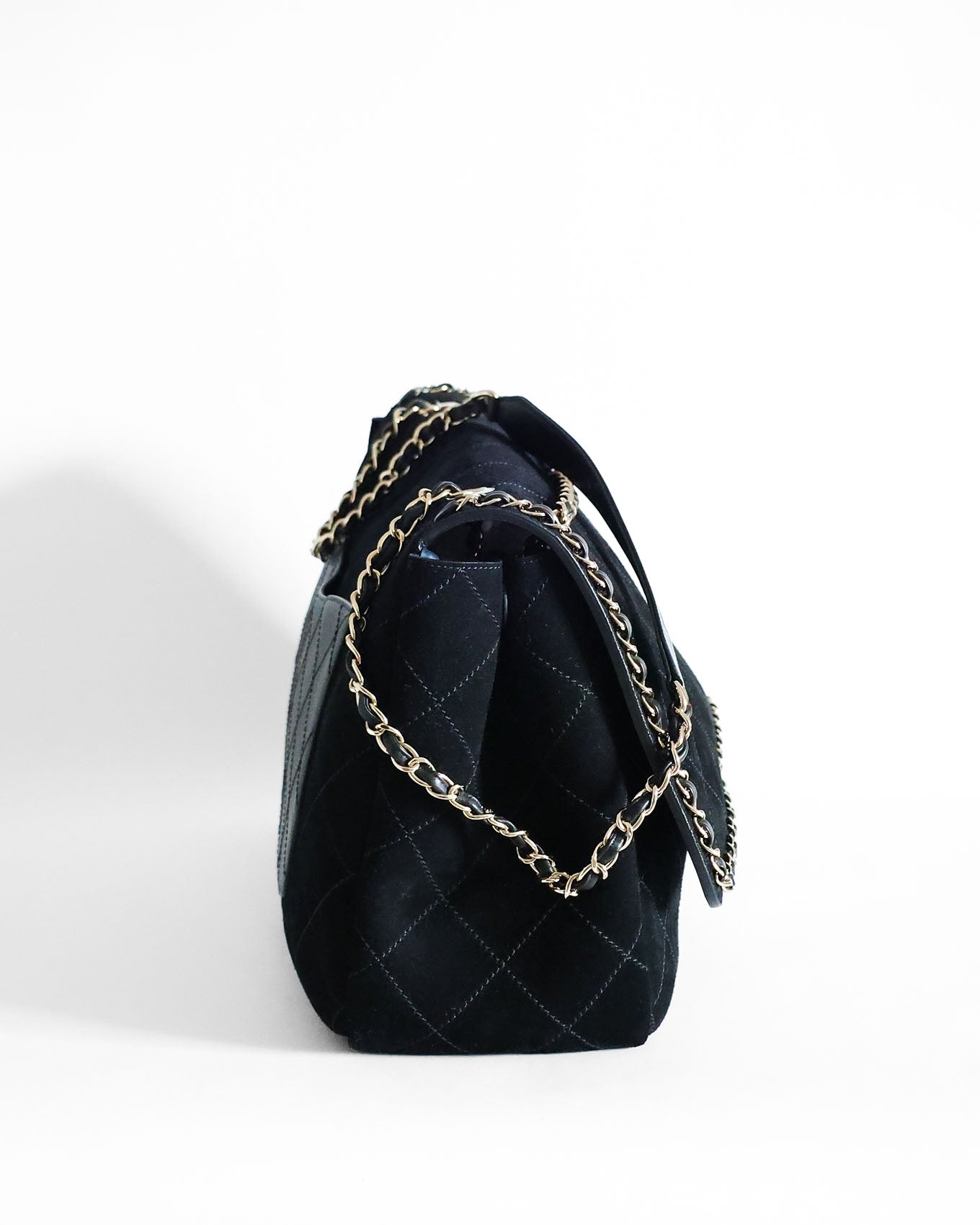 Chanel x Pharrell Black Suede bag side view