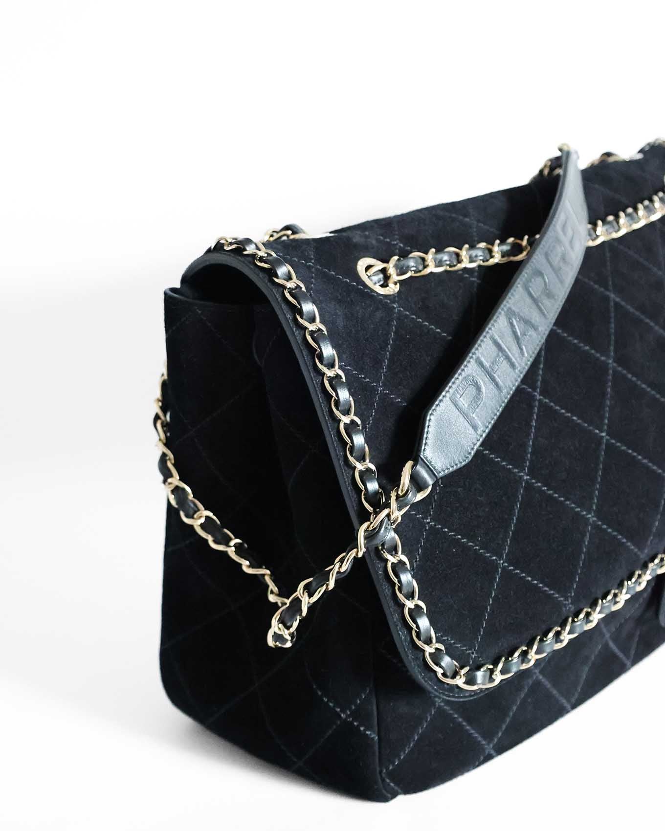 Chanel x Pharrell Black Suede bag leather chain
