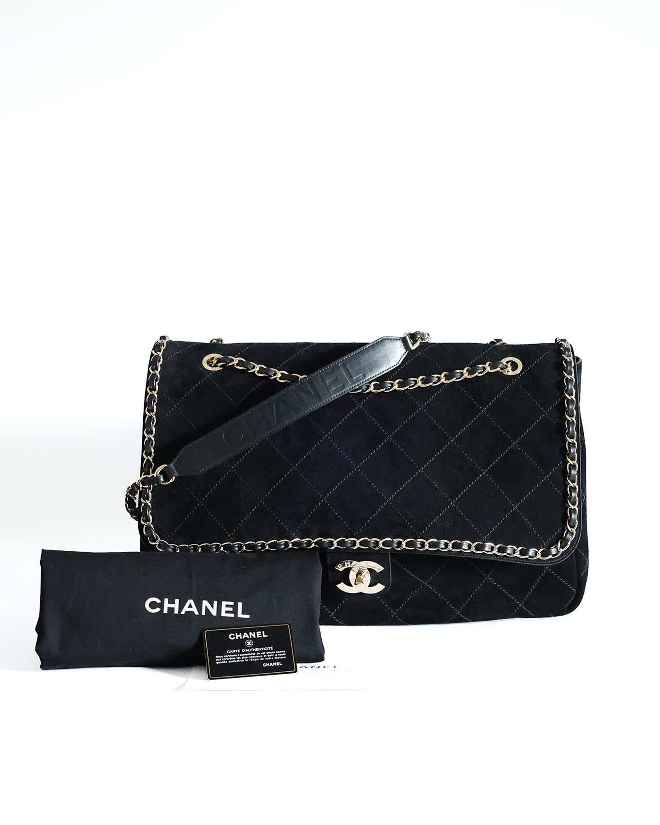 Chanel x Pharrell Black Suede bag full set new