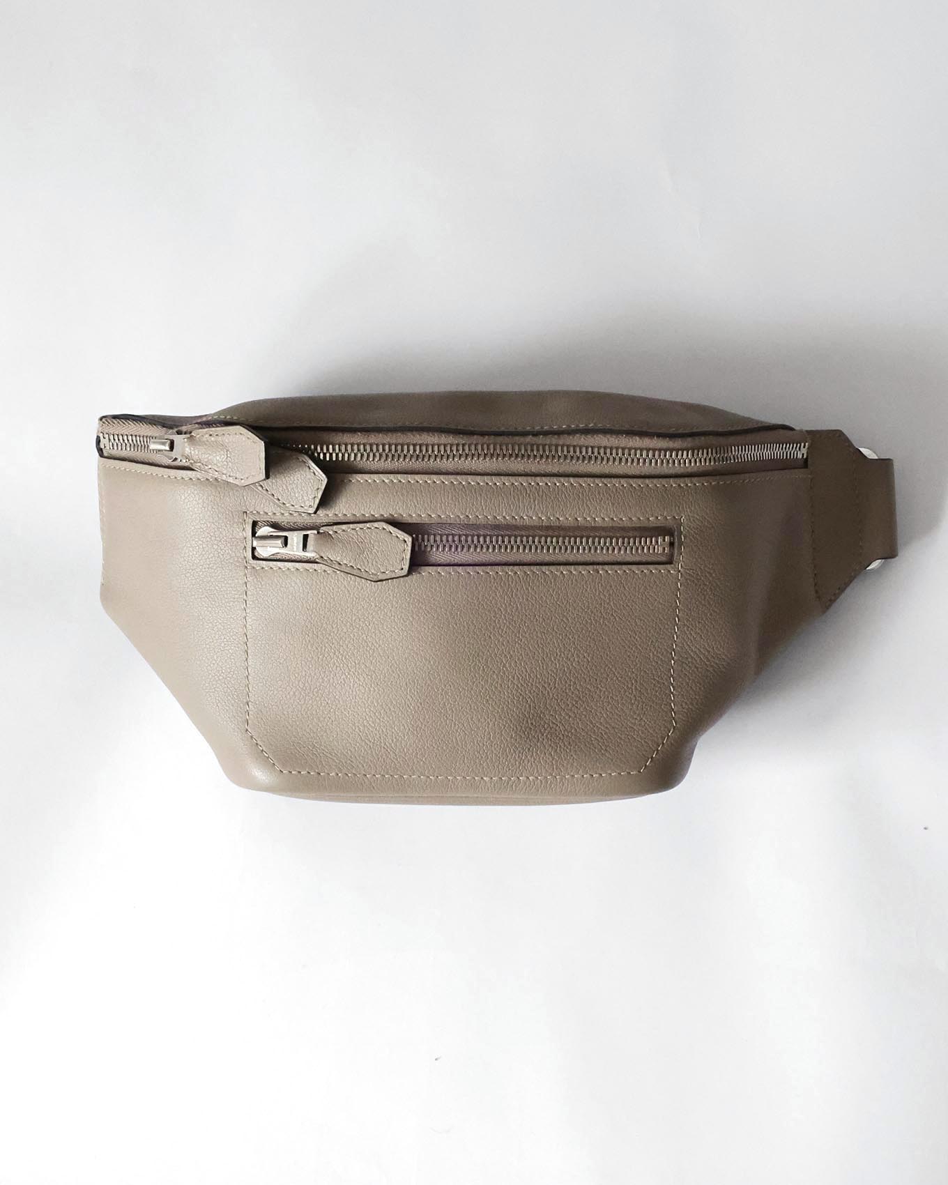 Hermès Gris Tourterelle Clemence Cityslide Waistbag PM 2018