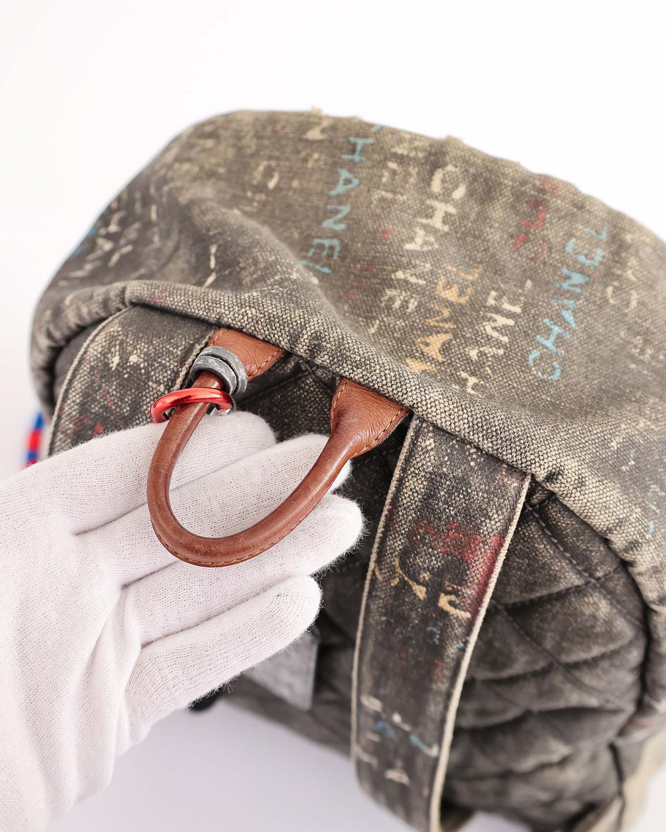 Chanel SS14 Artclass Grey Canvas Large Graffiti Backpack