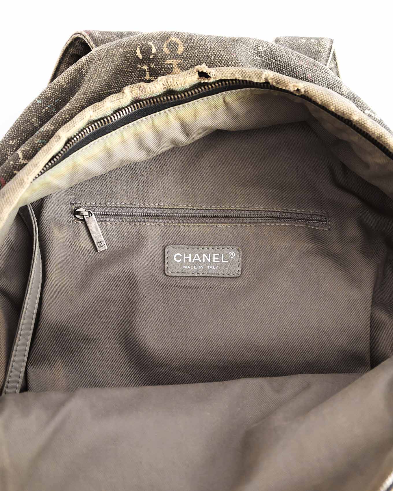 Chanel SS14 Artclass Grey Canvas Large Graffiti Backpack | ELUXE STORE