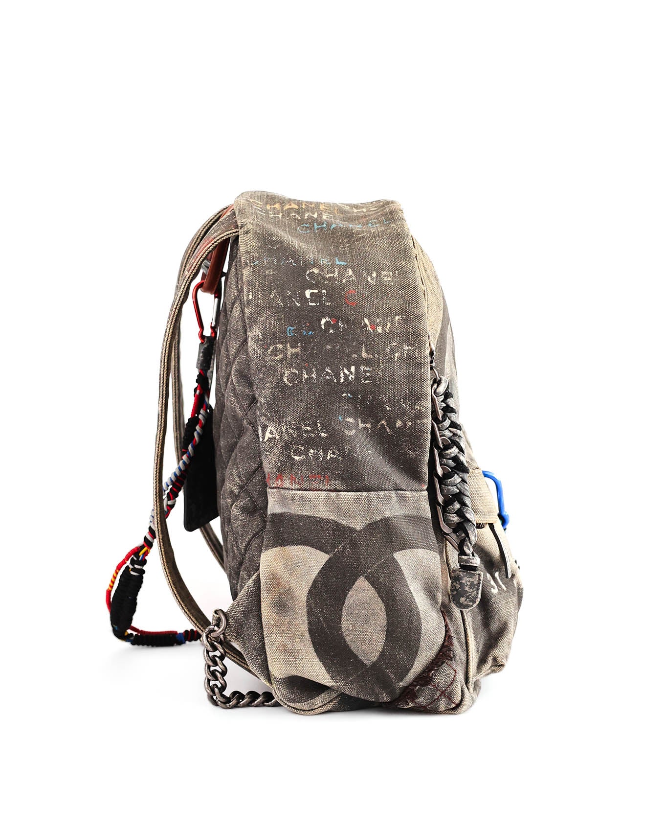 Chanel SS14 Artclass Grey Canvas Large Graffiti Backpack | ELUXE STORE