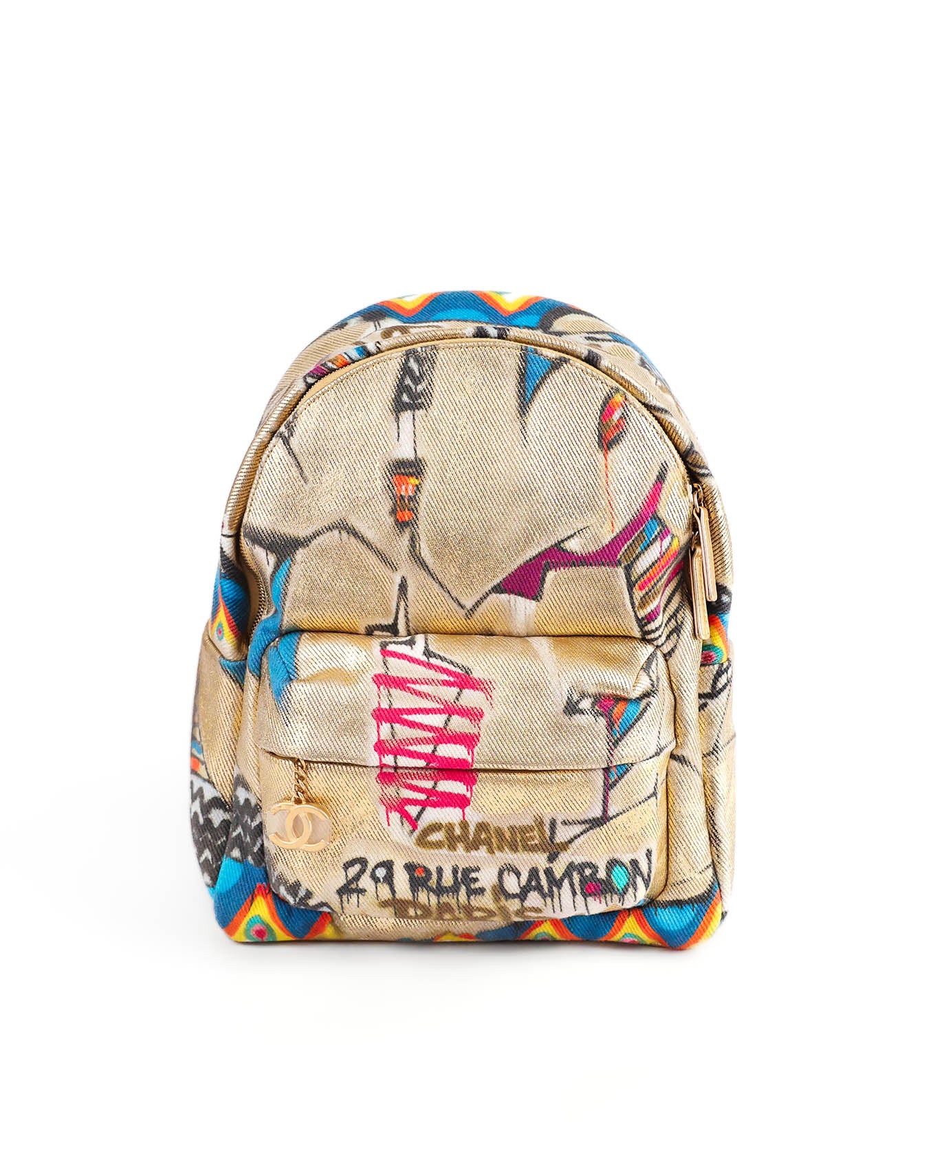 Chanel Pre Fall 2019 Egypt Street Spirit Gold Graffiti Backpack | ELUXE STORE