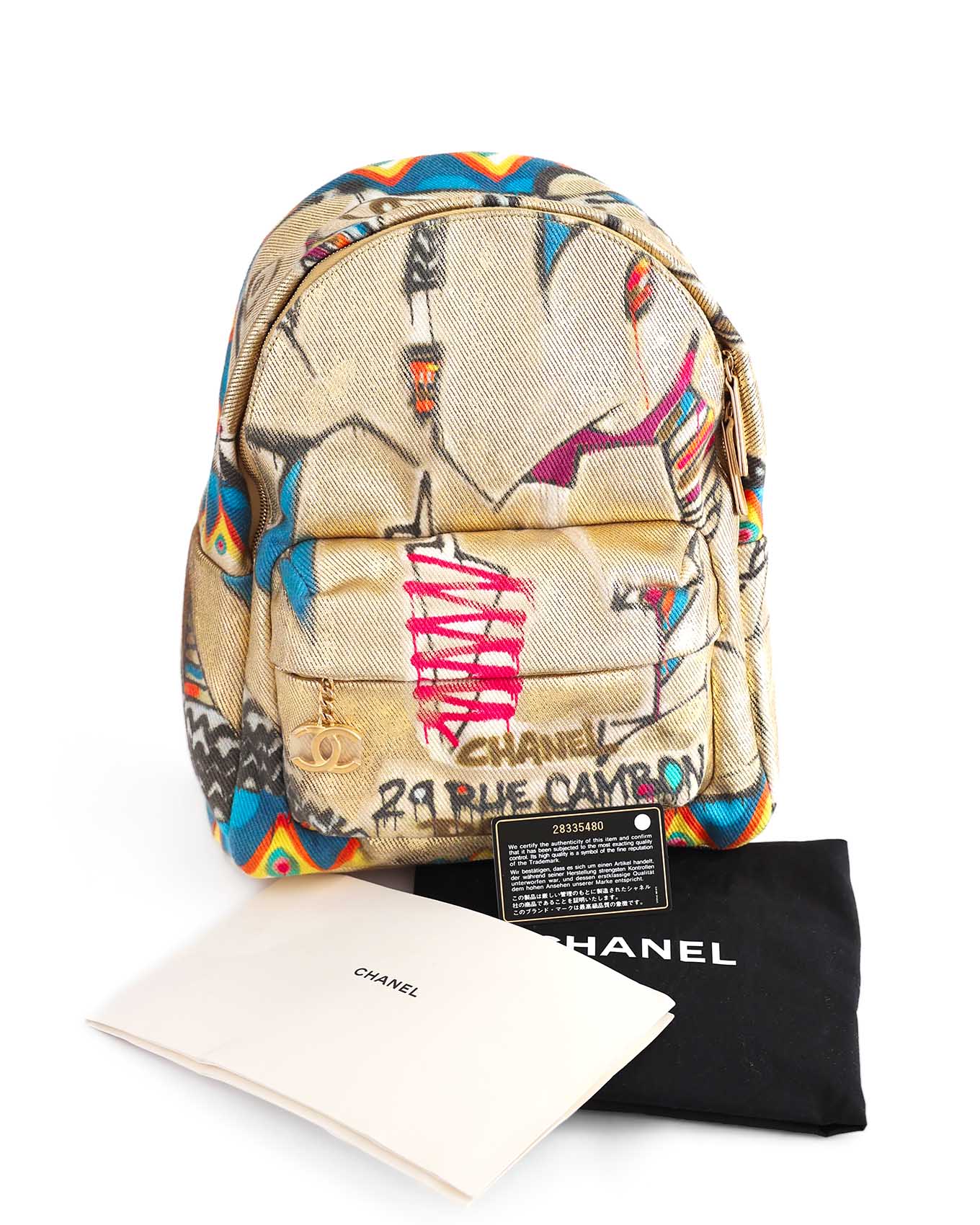 Chanel Pre Fall 2019 Egypt Street Spirit Gold Graffiti Backpack | ELUXE STORE