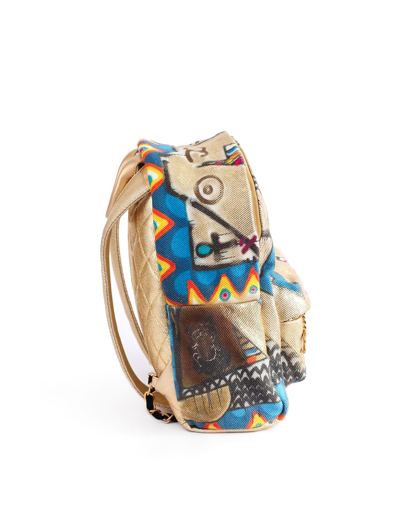Chanel Pre Fall 2019 Egypt Street Spirit Gold Graffiti Backpack | ELUXE STORE
