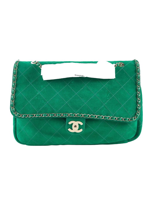 Chanel x Pharrell Williams Green Suede XXL Classic Flap Bag