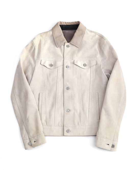 Berluti by Haider Ackermann FW17 Grey Suede Trucker Jacket | ELUXE STORE