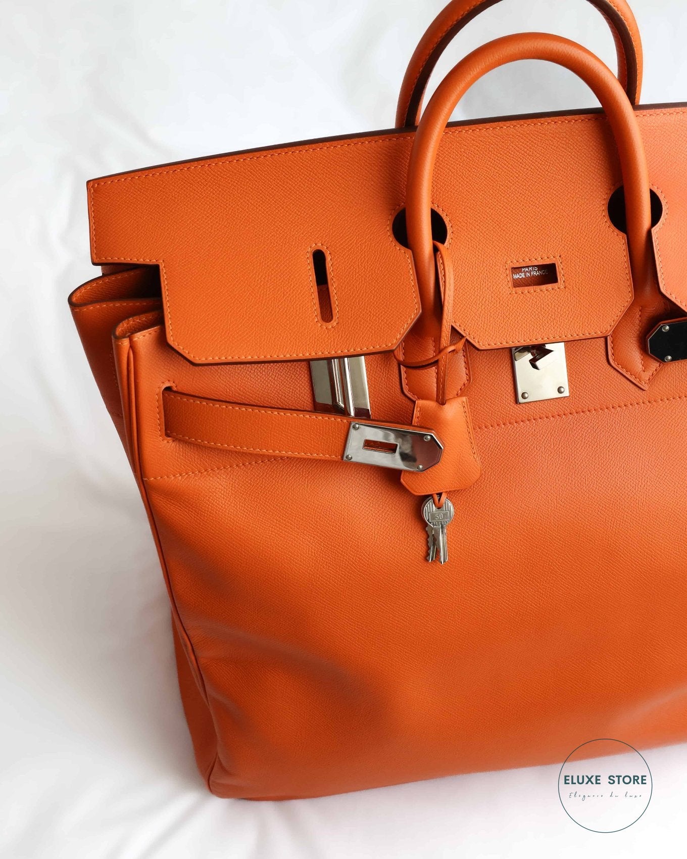 Hermès Birkin HAC Haut à Courroies 50 Orange Epsom from 2009 M Square Stamp | ELUXE STORE | Shop pre-loved Hermes Bags Birkin, Kelly, Picotin, Constance and more