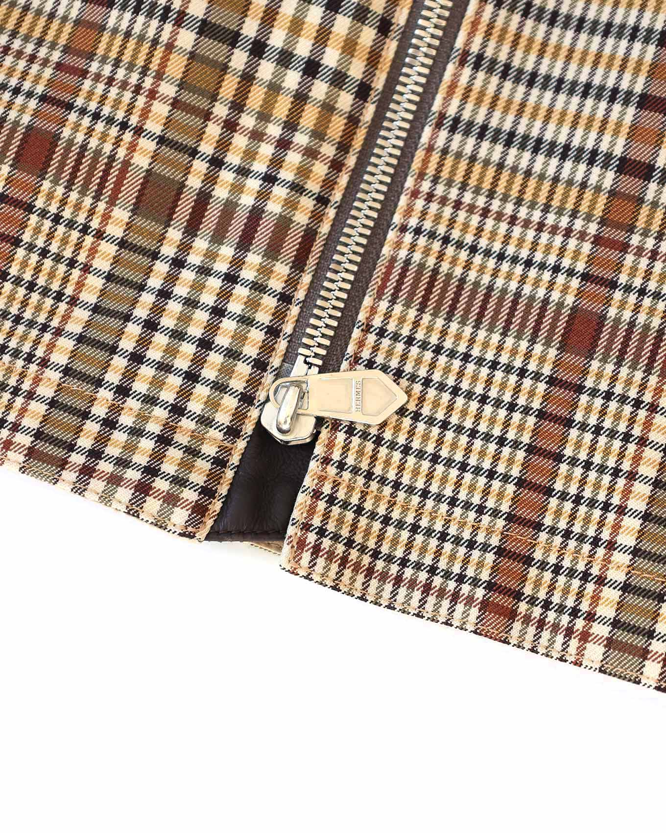 Hermès Mens FW21 Checkered Water Repellant Windbreaker Jacket