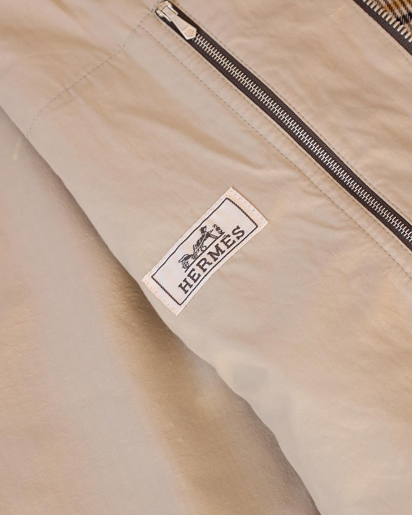 Hermès Mens FW21 Checkered Water Repellant Windbreaker Jacket