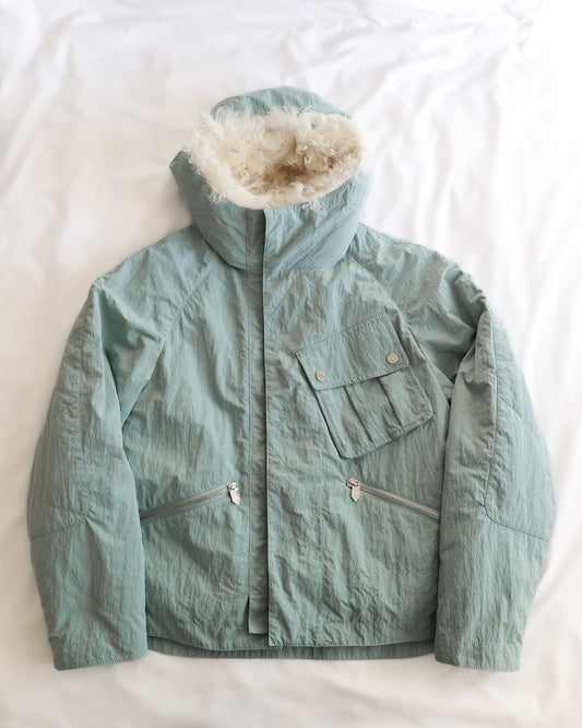 Hermès Mens FW22 Blue Lamb Fur Lined Runway Jacket