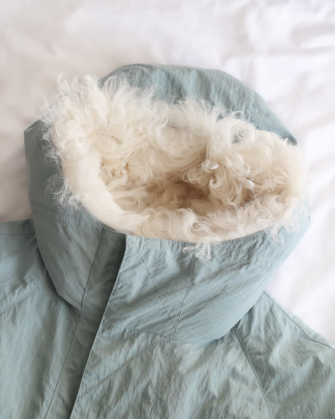 Hermès Mens FW22 Blue Lamb Fur Lined Runway Jacket
