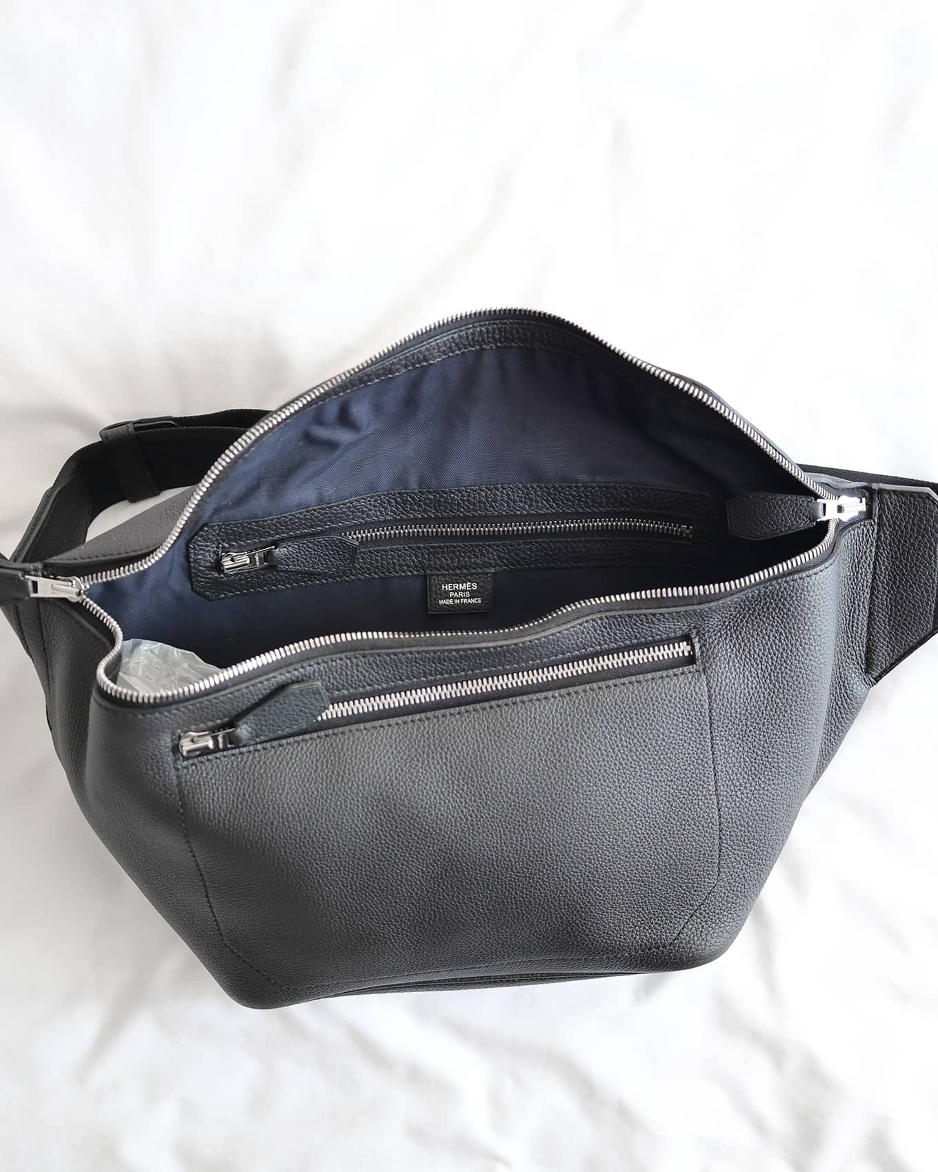 Hermès Mens FW 2020 Black Togo Cityslide Waistbag GM