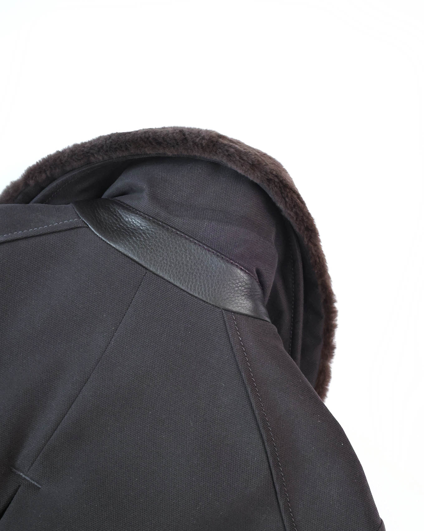 Loro Piana Black Belted Heavy Cotton Fur Collar Coat
