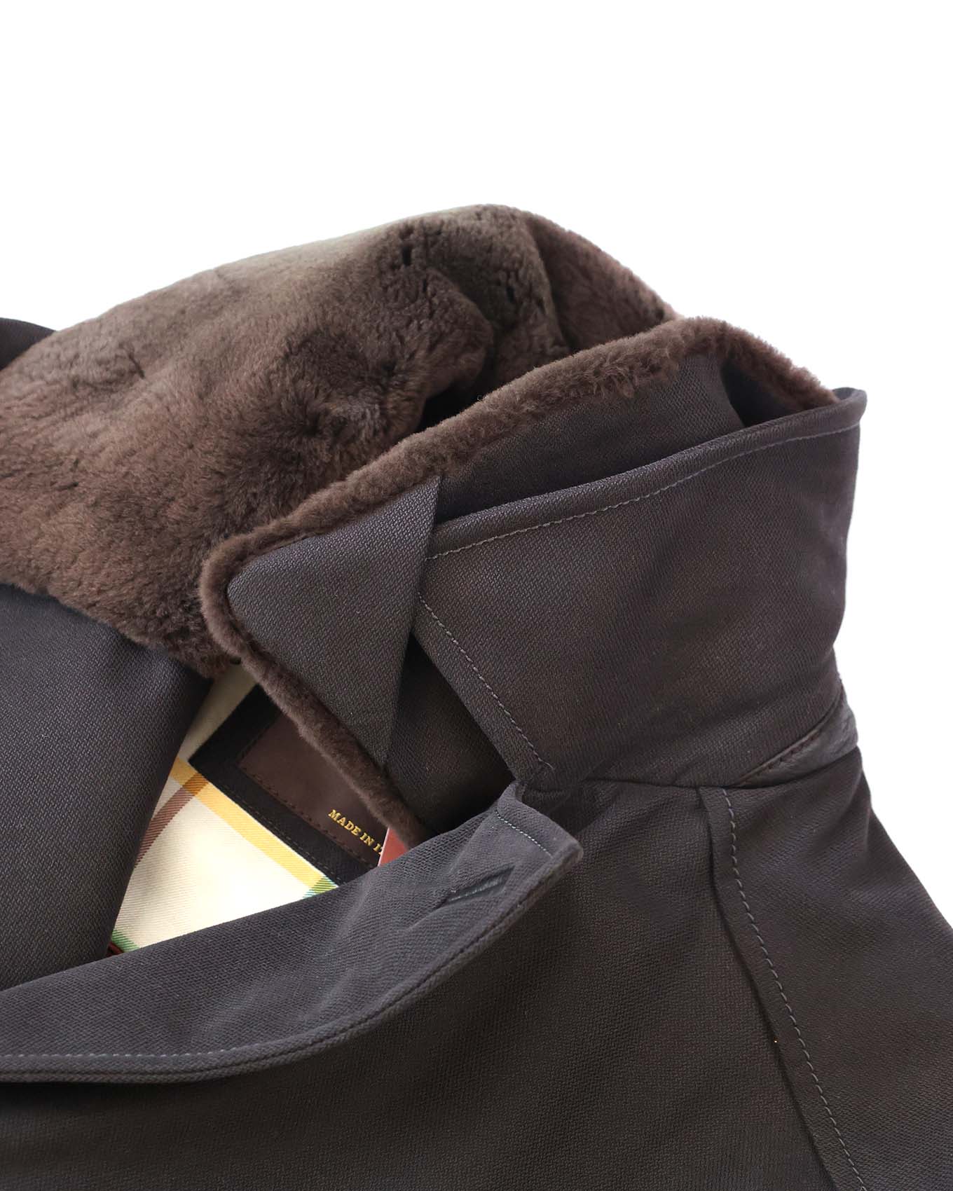 Loro Piana Black Heavy Cotton Fur Collar Coat