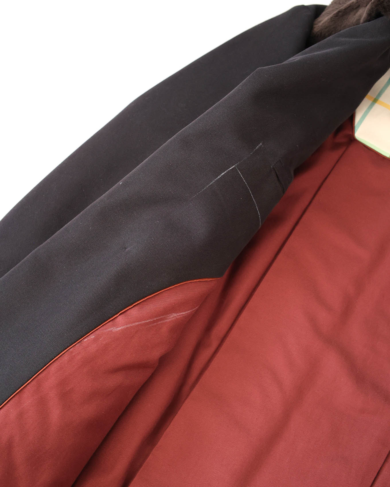 Loro Piana Black Belted Heavy Cotton Fur Collar Coat