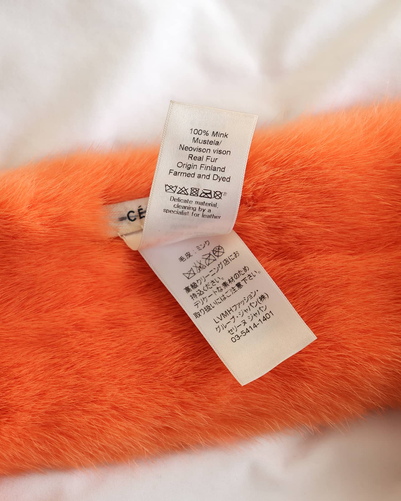 Old Céline by Phoebe Philo FW16 Fall Winter 2016 Orange Shaved Mink Fur Scarf