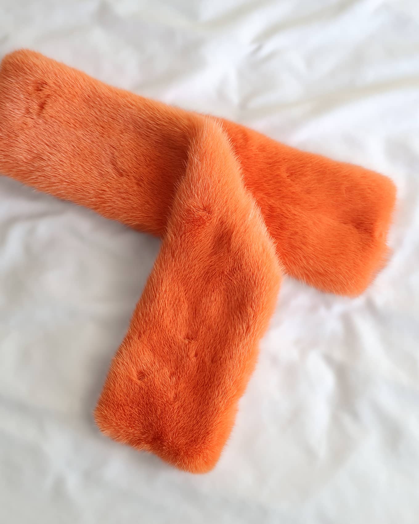 Old Céline by Phoebe Philo FW16 Fall Winter 2016 Orange Shaved Mink Fur Scarf