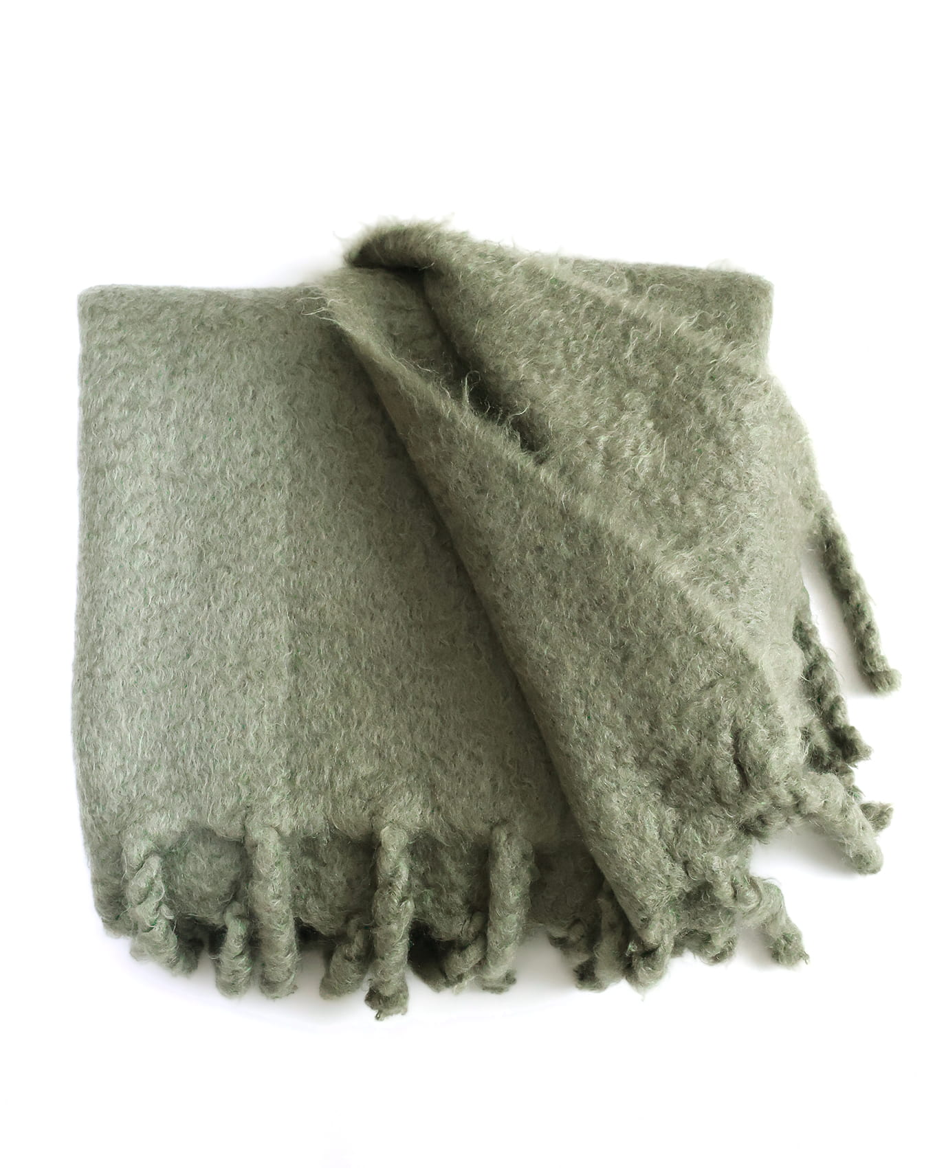 Céline by Phoebe Philo FW17 Runway Khaki Green Oversized Fuzzy Mohair Throw Blanket | ELUXE STORE
