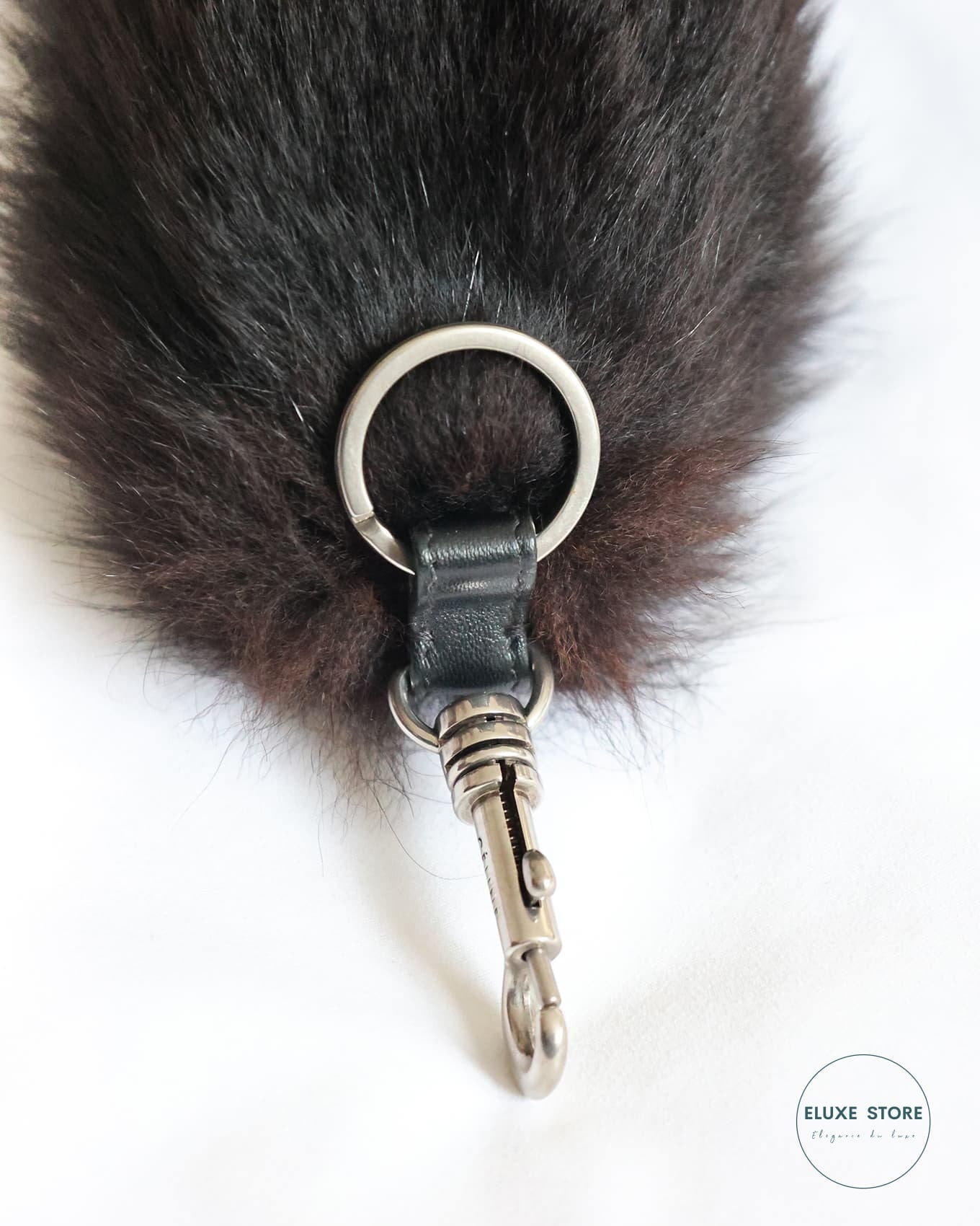 Old Céline by Phoebe Philo Black Foxtail Fur Keychain Pendant | ELUXE STORE