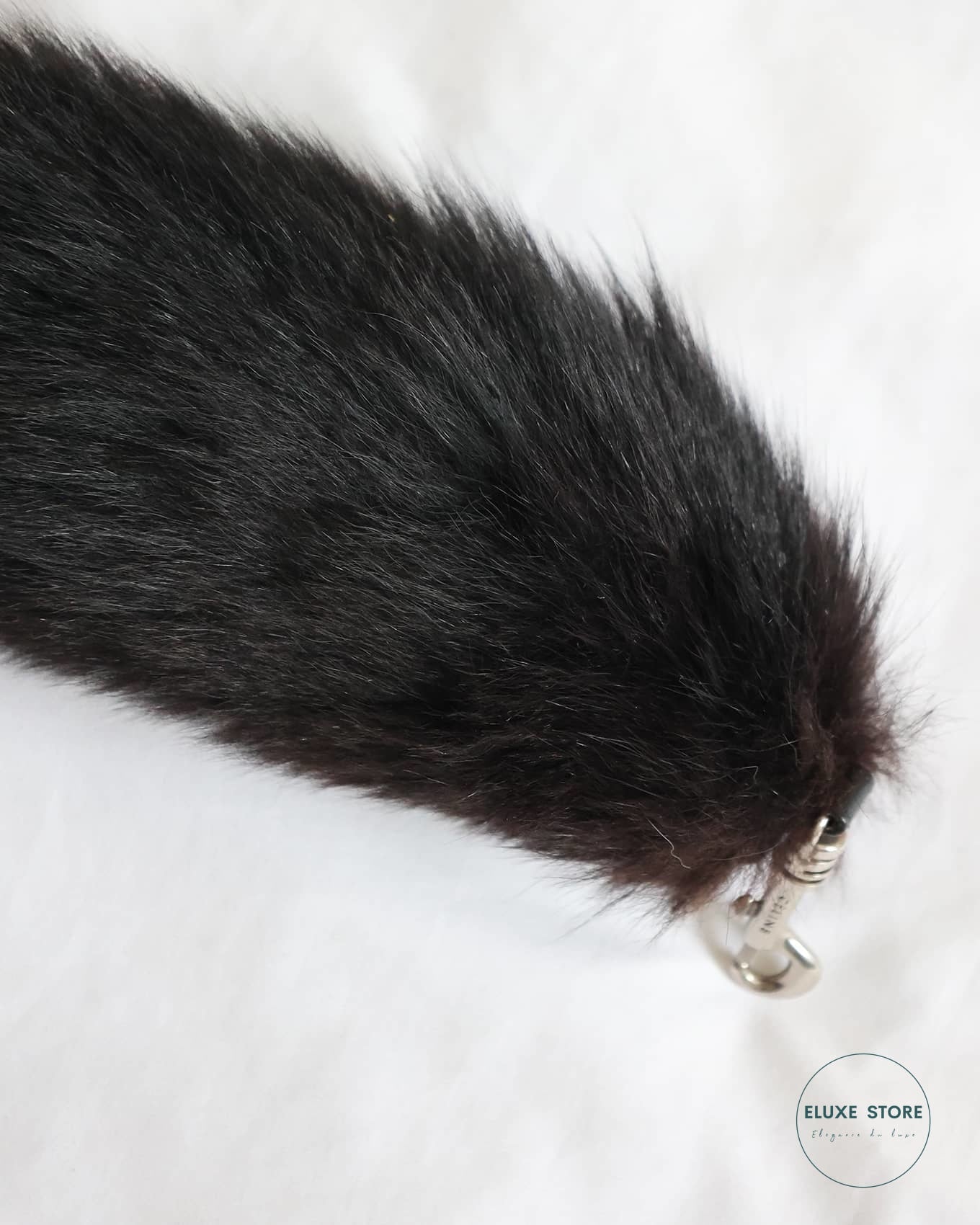 Old Céline by Phoebe Philo Black Foxtail Fur Keychain Pendant | ELUXE STORE