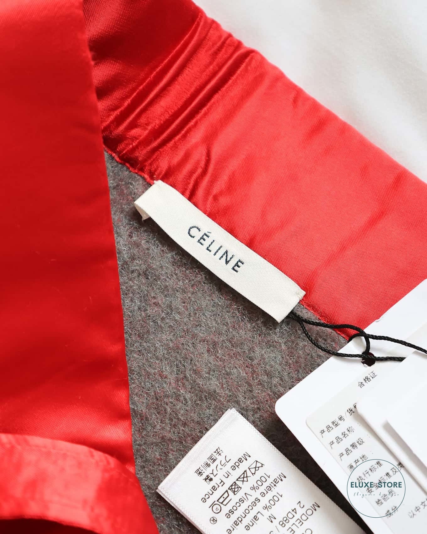 Old Céline by Phoebe Philo 2018 Red Wool Pocket Patch Cape | ELUXE STORE
