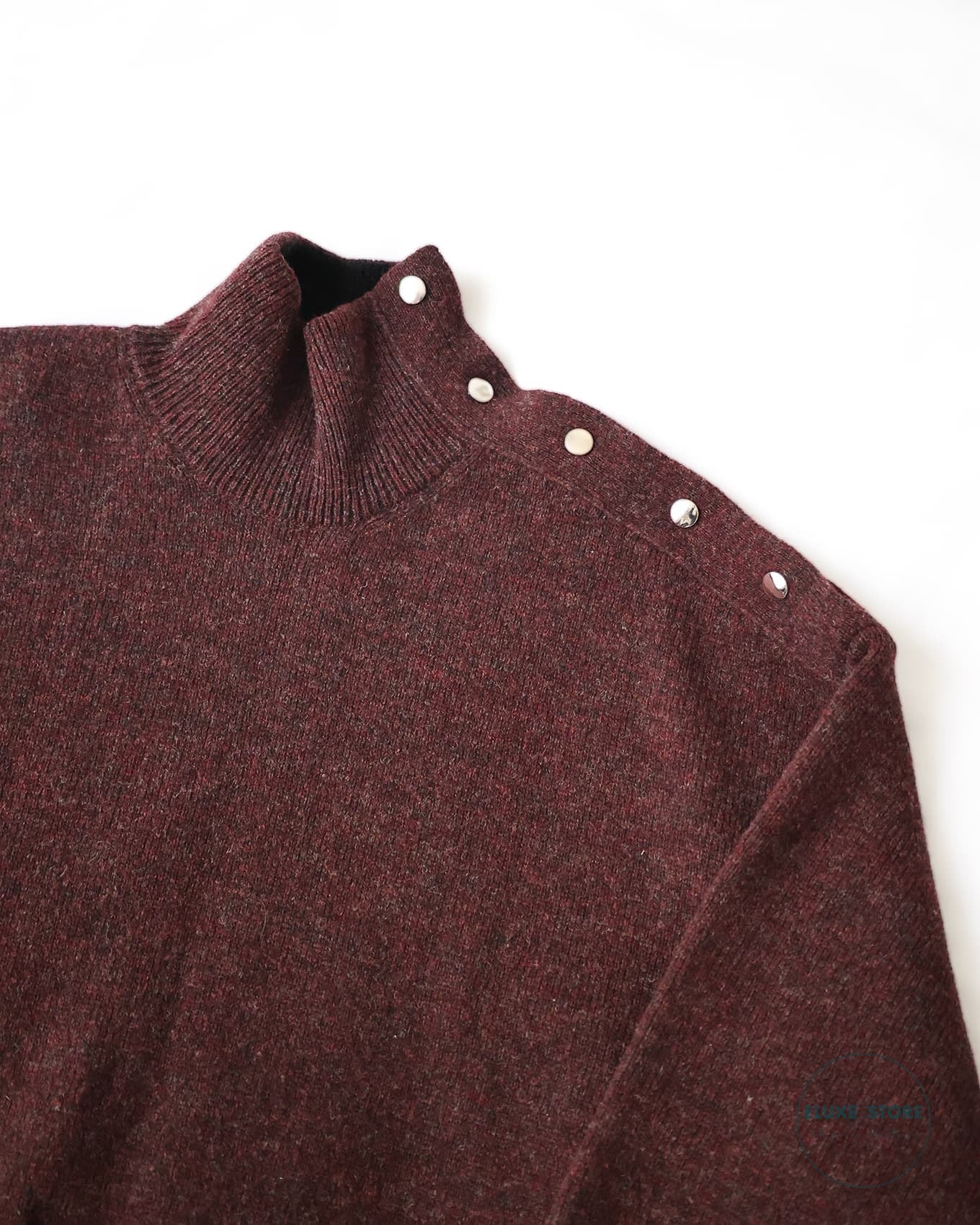 Céline by Phoebe Philo FW17 Burgundy Oversized Cashmere Button Shoulder Sweater