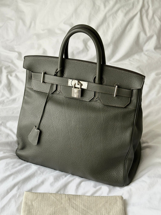 Hermès HAC Haut à Courroies 40 Khaki Green Togo 2012 | ELUXE STORE | Shop pre-loved Hermes