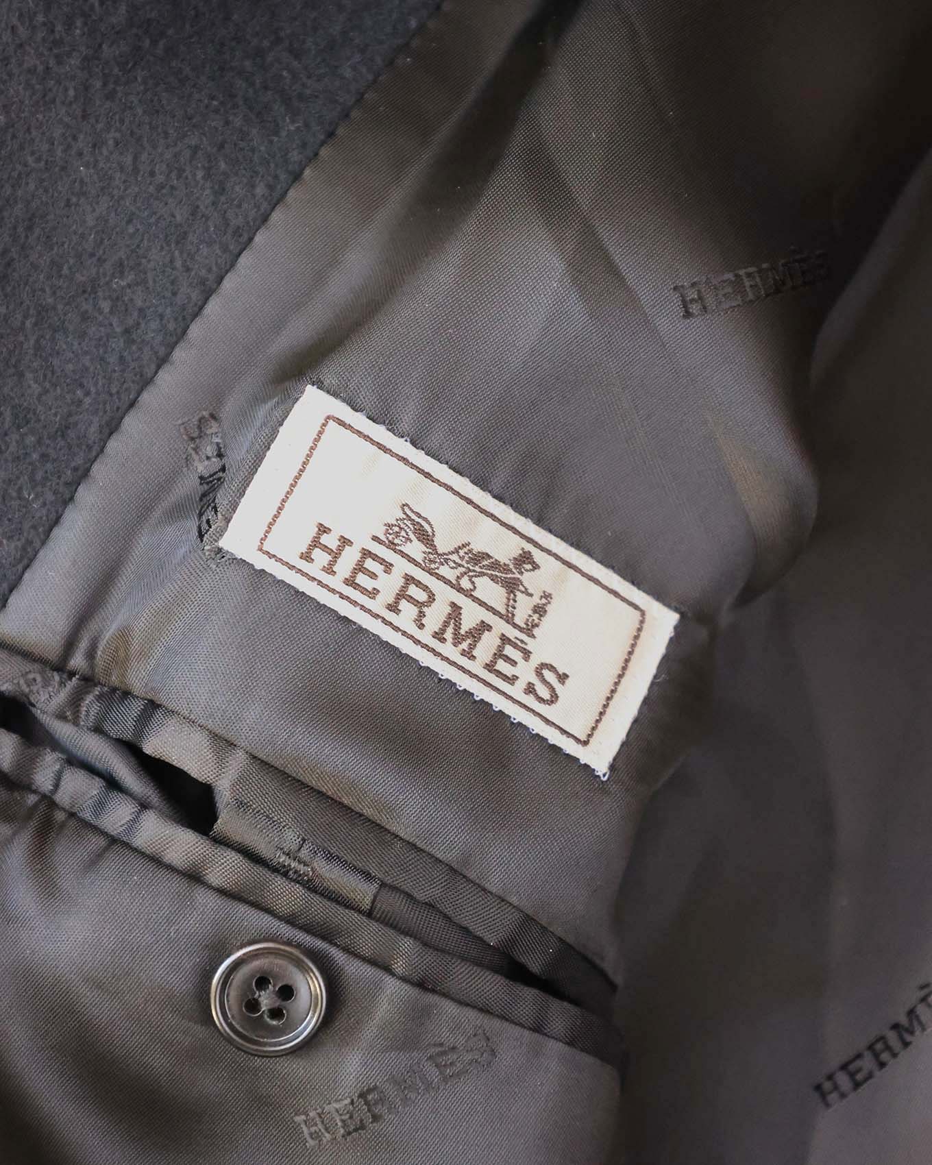 Hermès Mens FW22 Black Runway Cashmere Coat