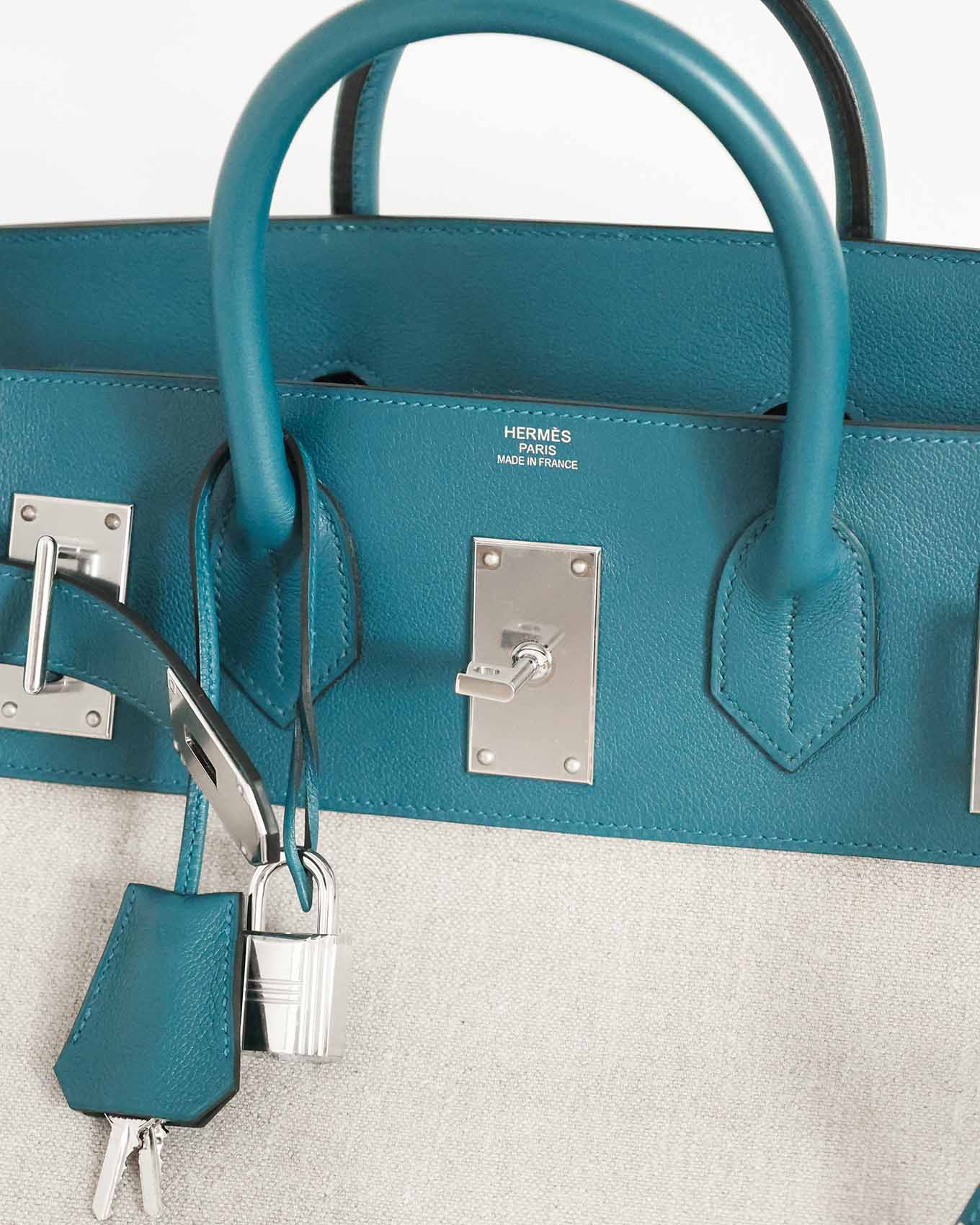 Hermès Birkin HAC 50 Ficelle Evercolour & Toile 2017 hardware detail