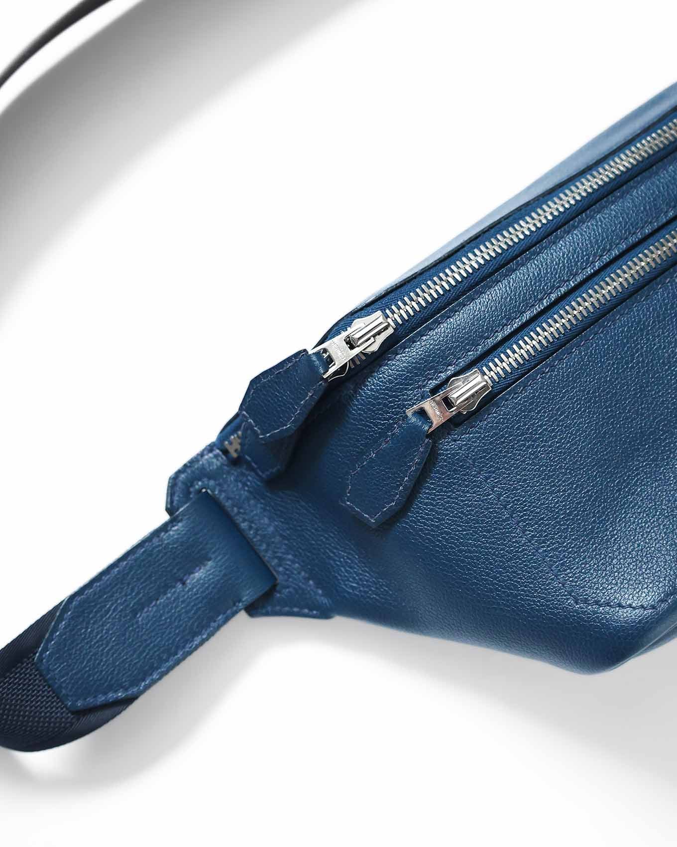 Hermès Cityslide PM Blue Royal Clémence side angle