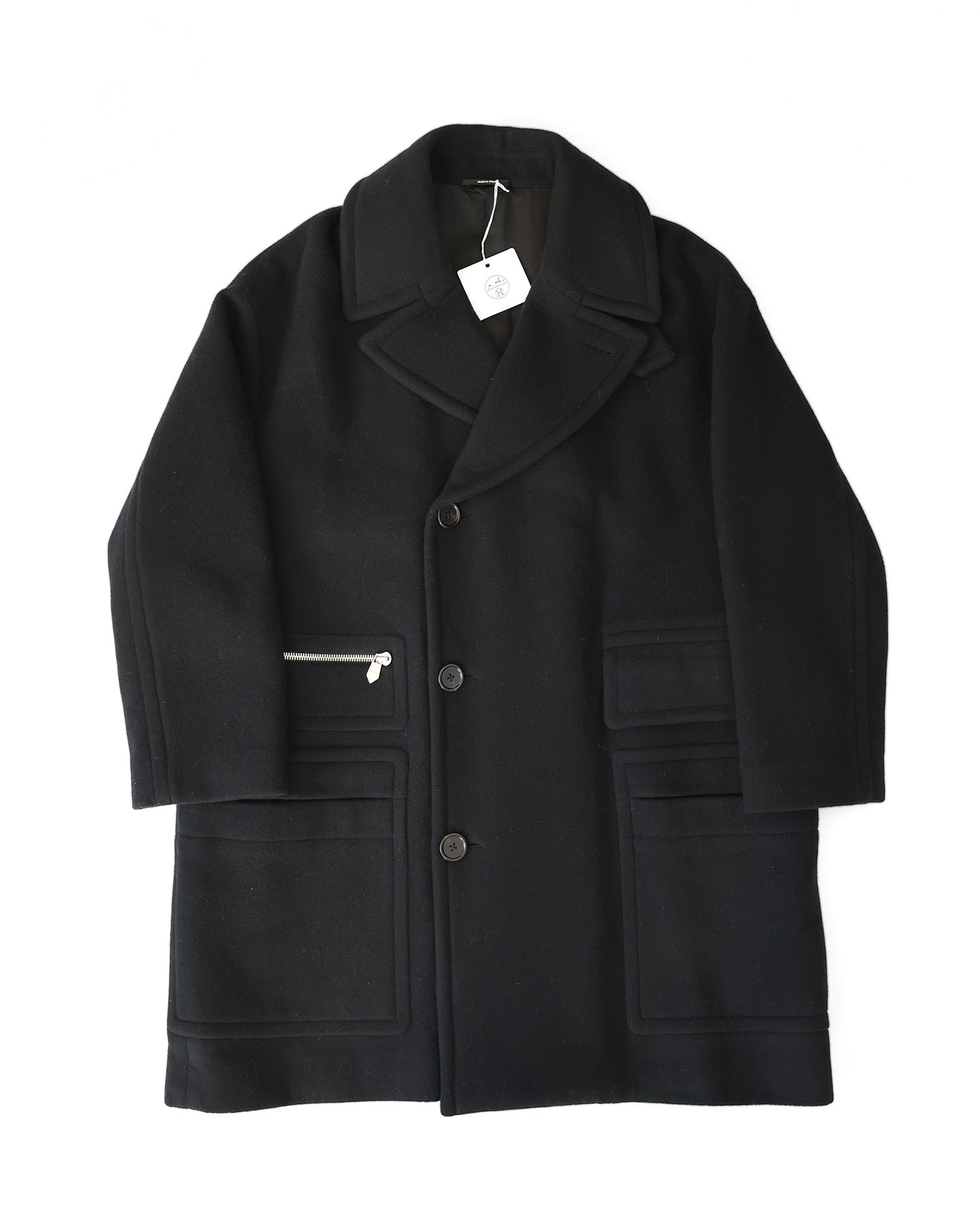 Hermès FW22 Black Cashmere Coat size 50 front view
