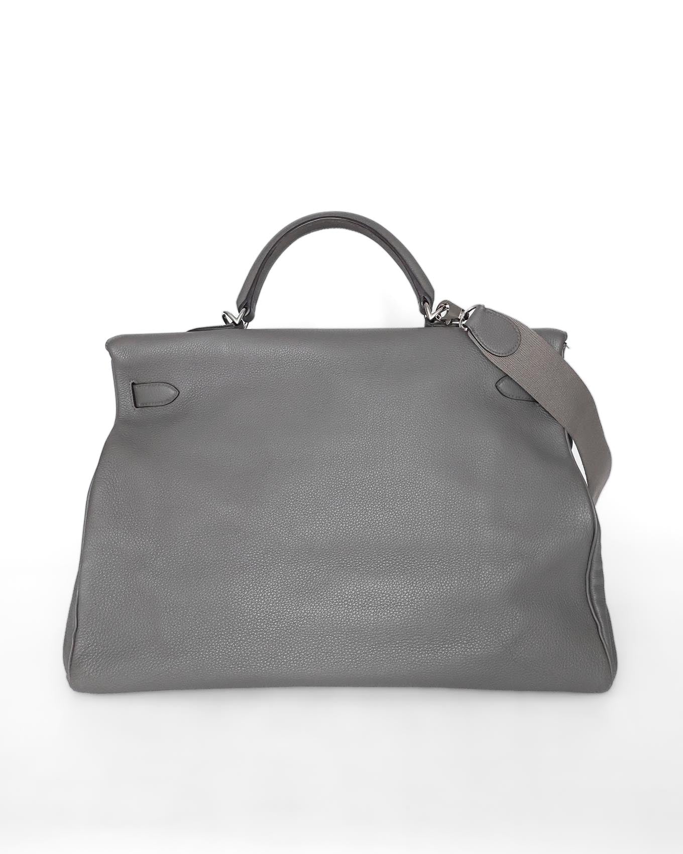 Hermès Kelly 50 Voyage Gris Etain Clémence 2018 back view