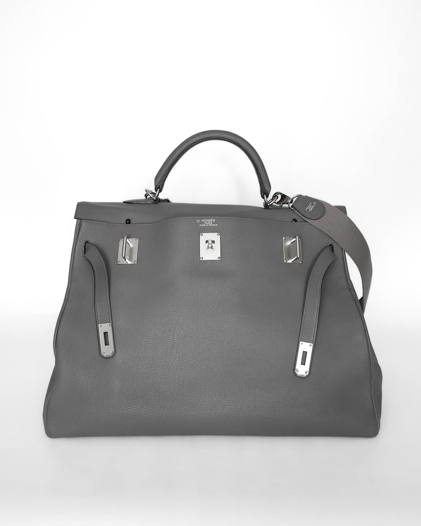 Hermès Kelly 50 Voyage HSS Gris Etain Clémence 2018 horseshoe stamp