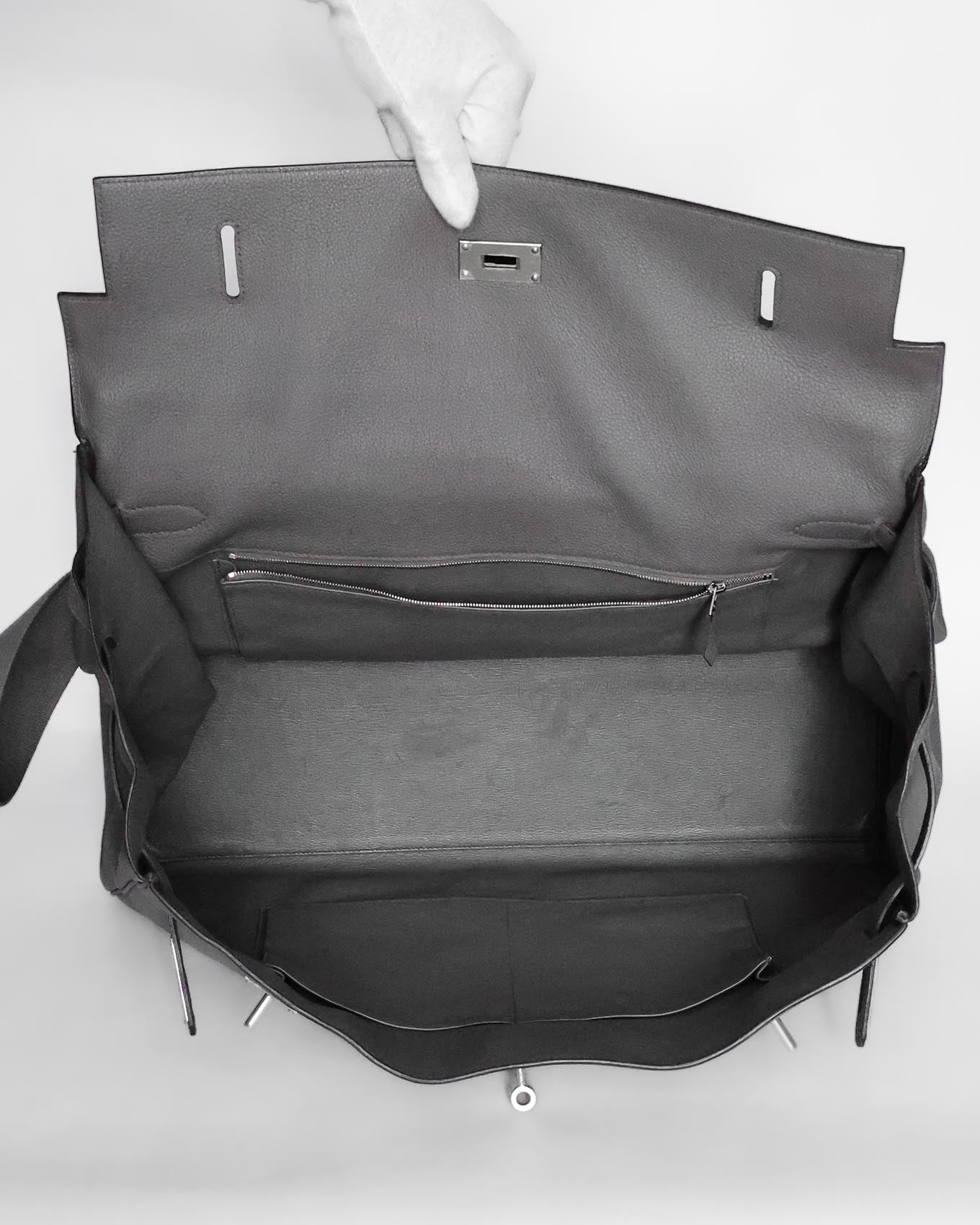 Hermès Kelly 50 Voyage Gris Etain Clémence 2018 inside view