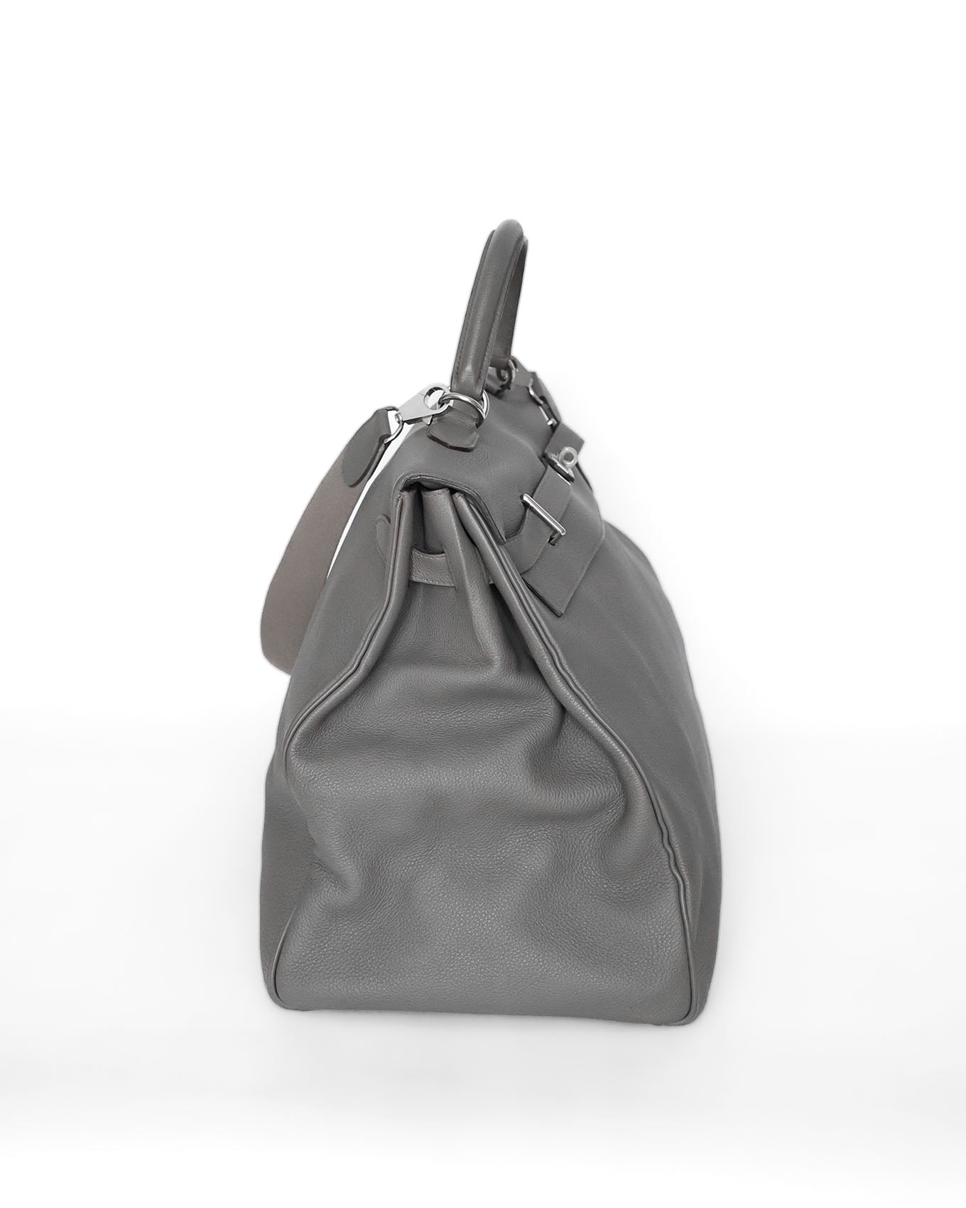 Hermès Kelly 50 Voyage Gris Etain Clémence 2018 side view