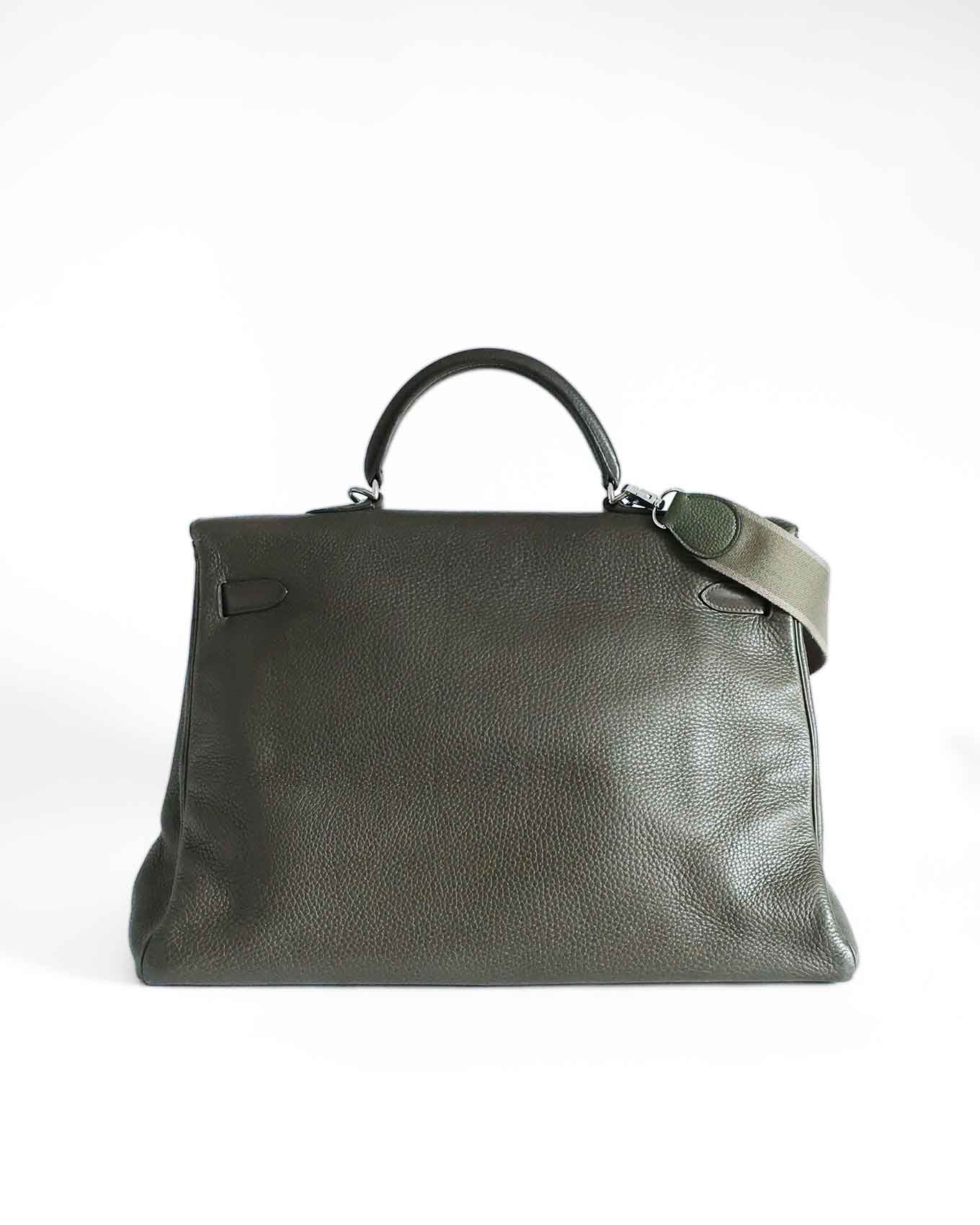 Hermès Kelly 50 Voyage Khaki Green Togo 2002 back view