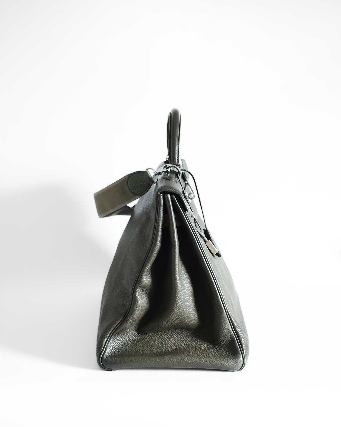 Hermes Kelly 50 Voyage Khaki Green Togo 2002 side view