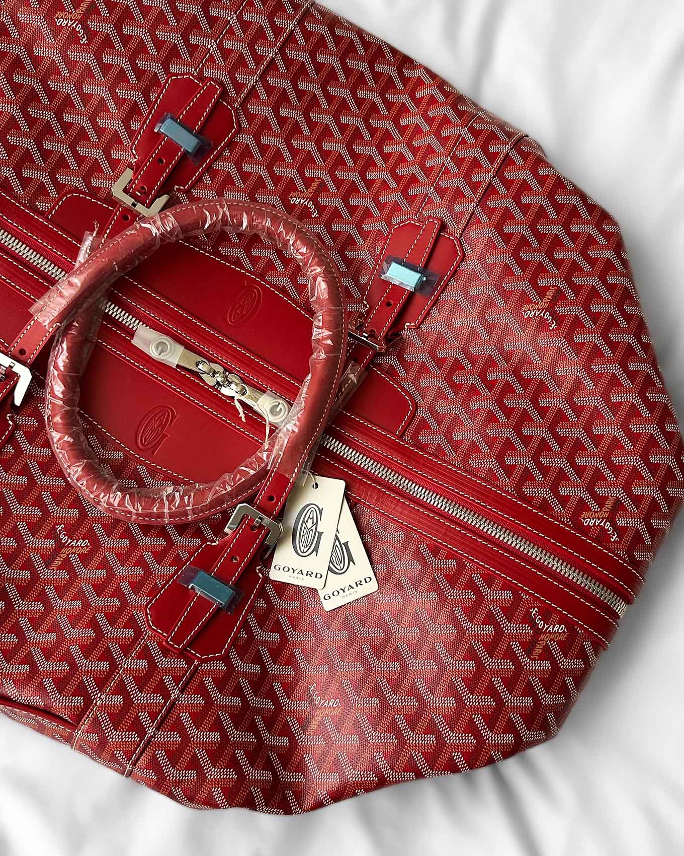 Goyard Red Goyardine Boeing 55 Duffle Bag new never used