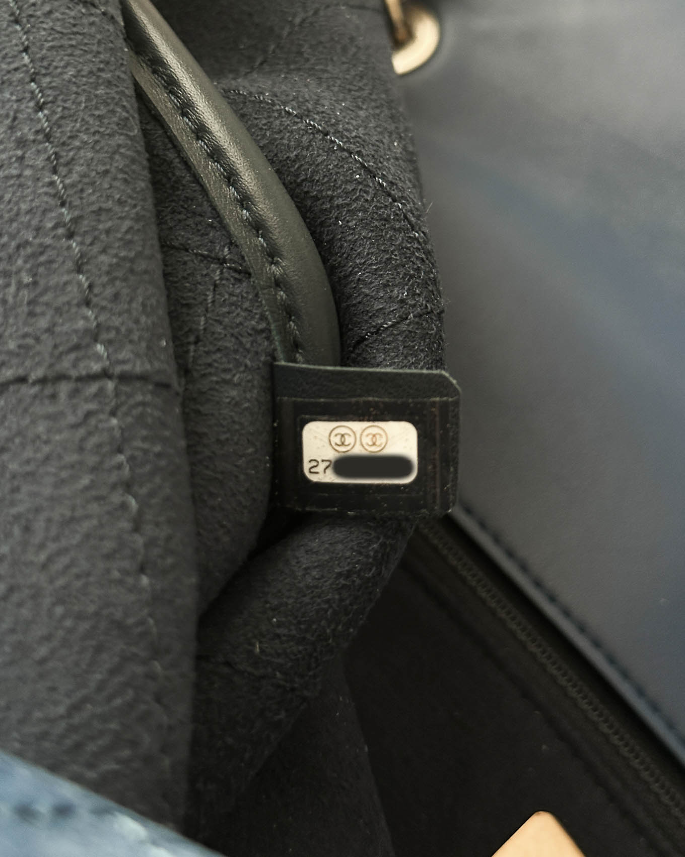 Chanel Pharrell Williams Blue Suede XXL Classic Flap Bag serial code