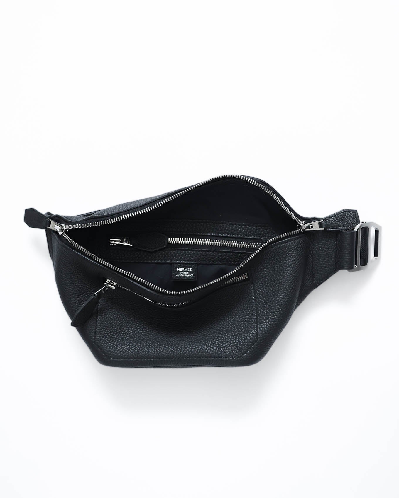 Interior view Hermès Cityslide PM Black Togo zip pocket