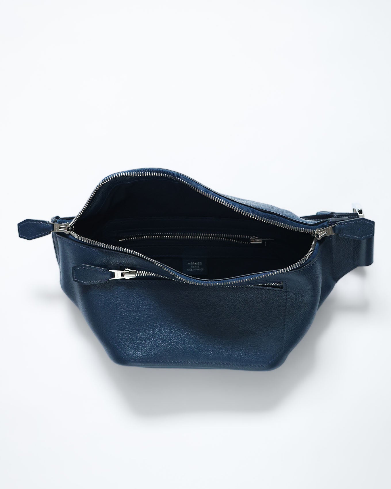 Interior view Hermès Cityslide PM Blue Royal Clémence