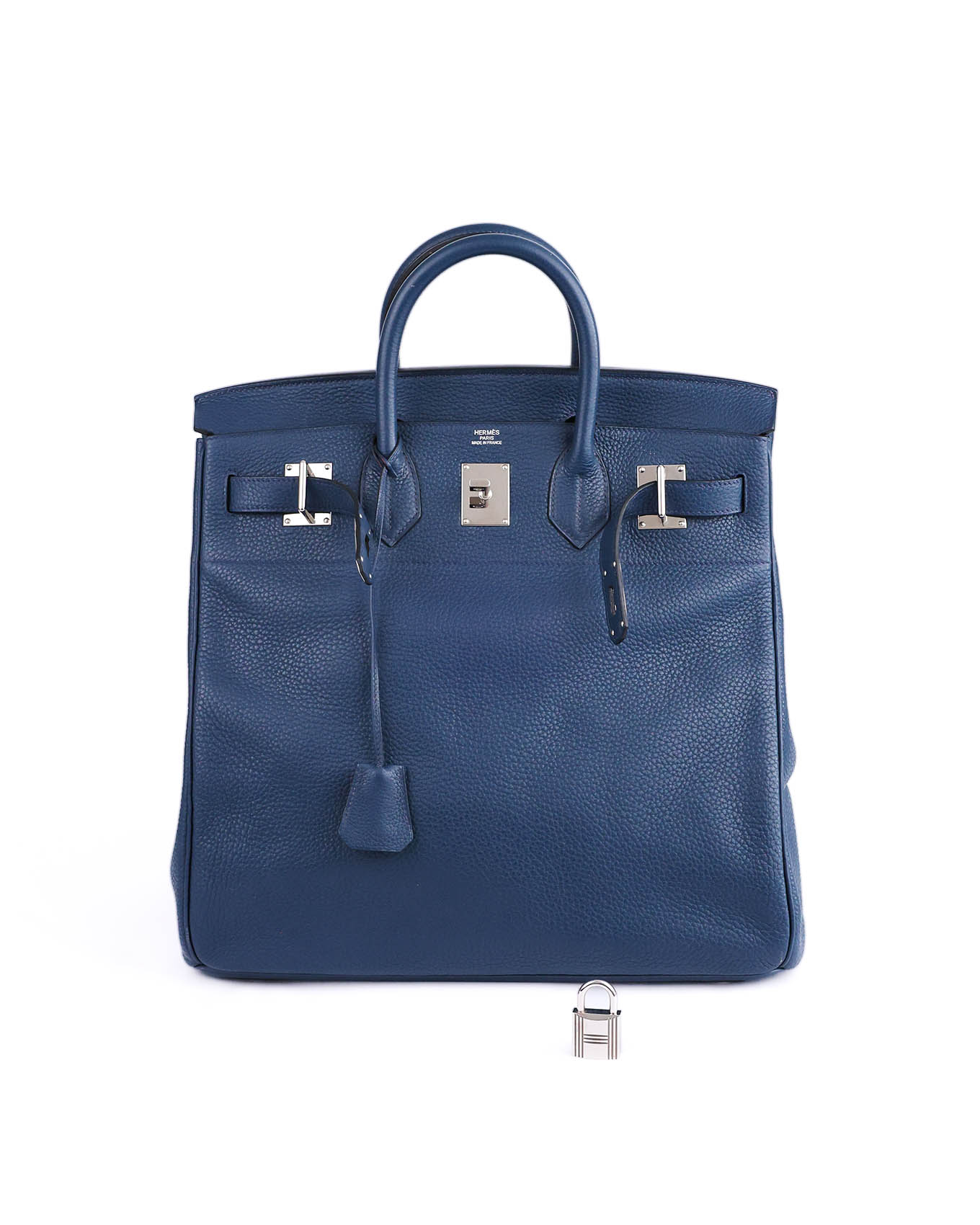Interior view Hermès HAC 40 Blue de Prusse Togo 2010 with clochette