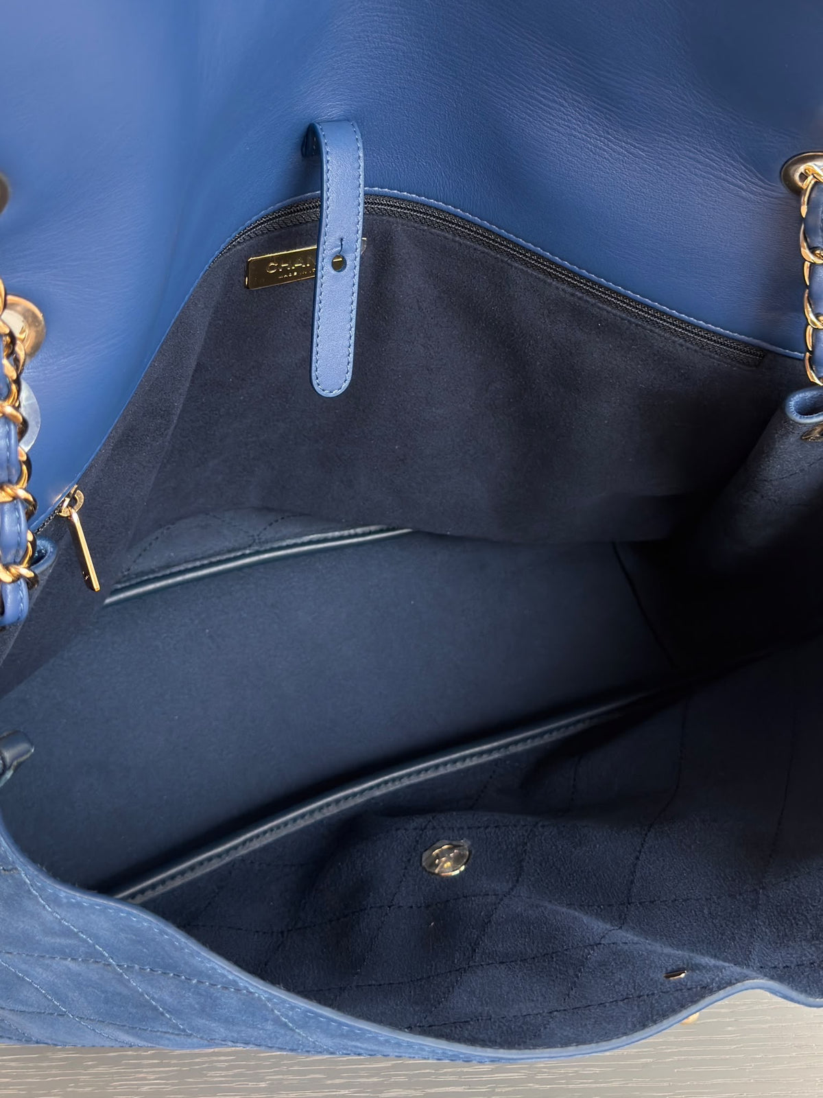 Chanel x Pharrell Williams Blue Suede XXL Classic Flap Bag