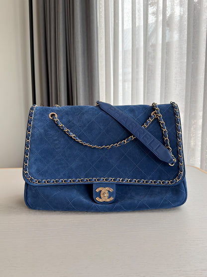 Chanel x Pharrell Williams Blue Suede XXL Classic Flap Bag