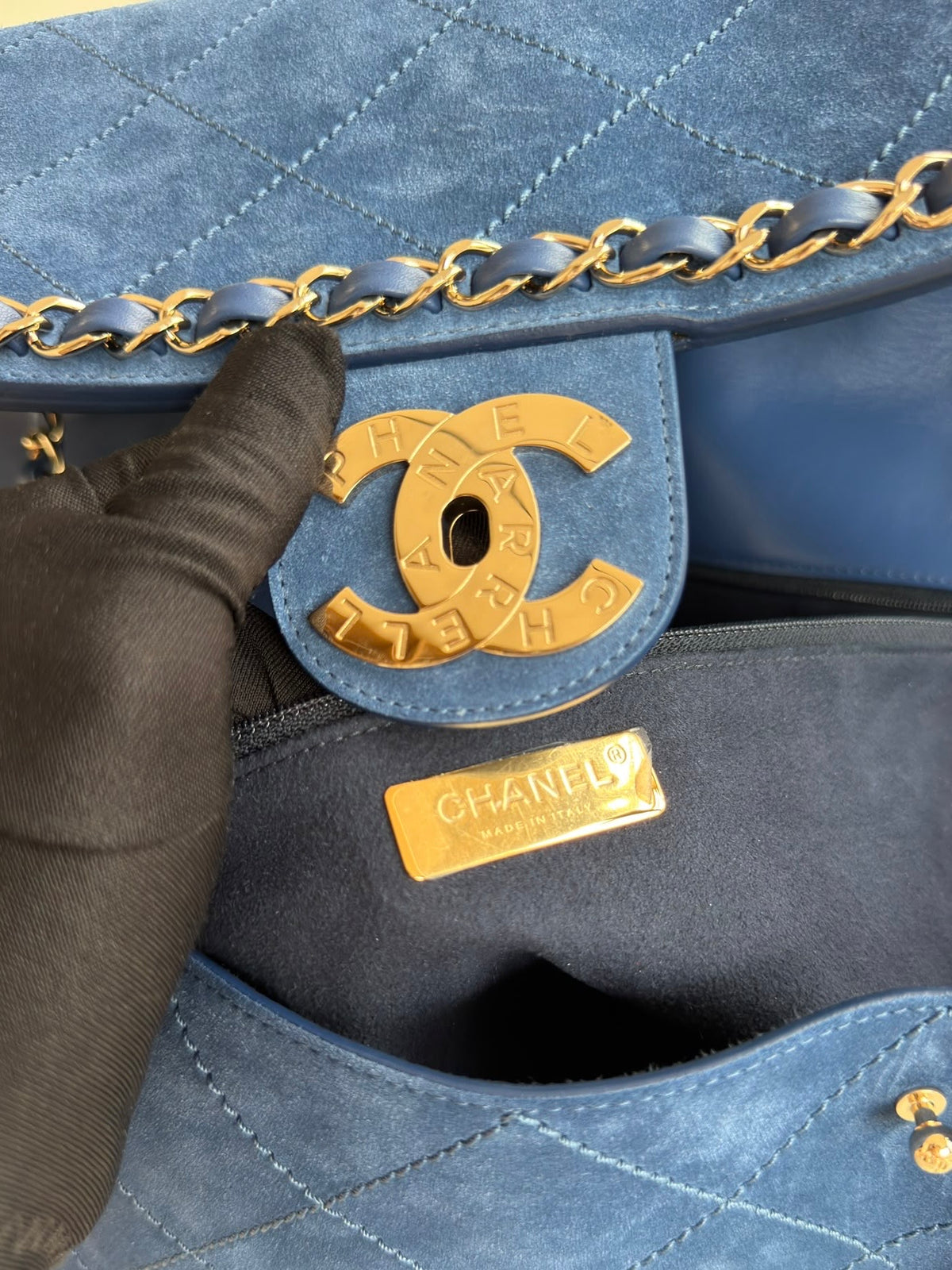 Chanel x Pharrell Williams Blue Suede XXL Classic Flap Bag