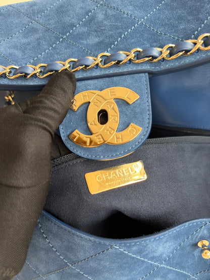 Chanel x Pharrell Williams Blue Suede XXL Classic Flap Bag